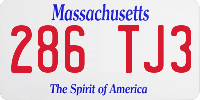 MA license plate 286TJ3