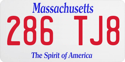 MA license plate 286TJ8
