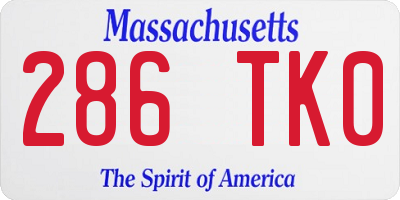 MA license plate 286TK0
