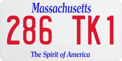 MA license plate 286TK1