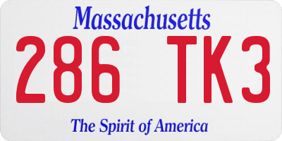 MA license plate 286TK3