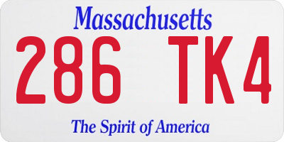 MA license plate 286TK4
