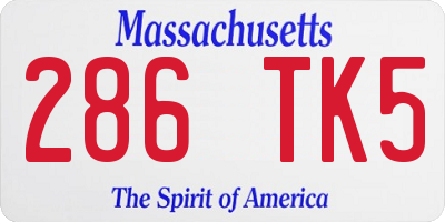 MA license plate 286TK5