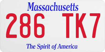 MA license plate 286TK7
