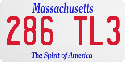 MA license plate 286TL3