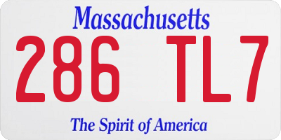 MA license plate 286TL7