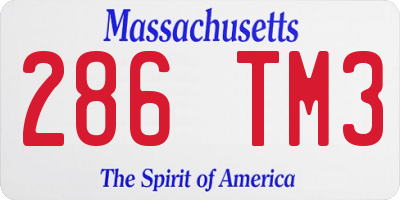 MA license plate 286TM3