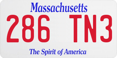 MA license plate 286TN3
