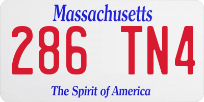 MA license plate 286TN4