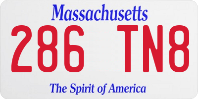 MA license plate 286TN8