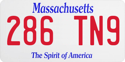 MA license plate 286TN9