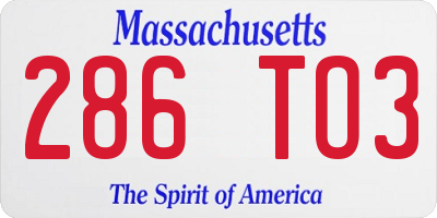 MA license plate 286TO3