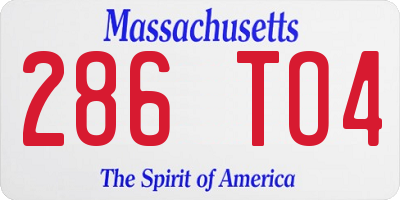MA license plate 286TO4