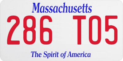 MA license plate 286TO5
