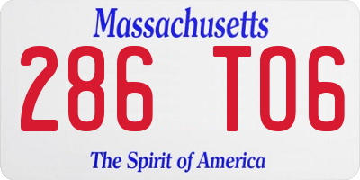 MA license plate 286TO6