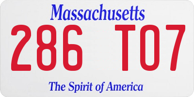 MA license plate 286TO7