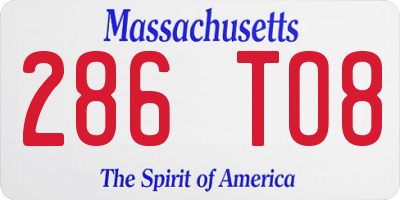 MA license plate 286TO8