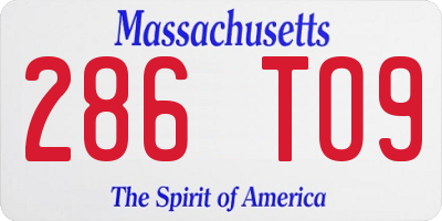 MA license plate 286TO9