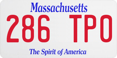 MA license plate 286TP0