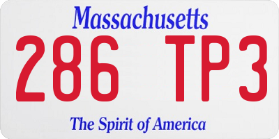 MA license plate 286TP3