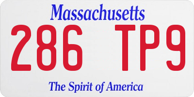 MA license plate 286TP9