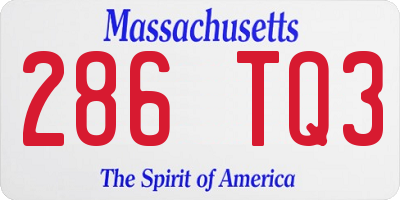 MA license plate 286TQ3