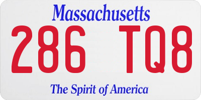 MA license plate 286TQ8