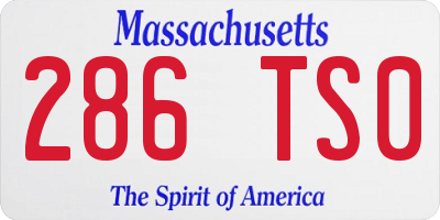 MA license plate 286TS0