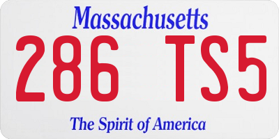 MA license plate 286TS5