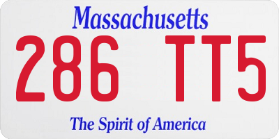 MA license plate 286TT5