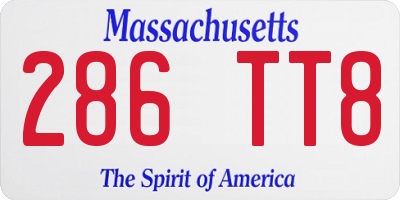 MA license plate 286TT8
