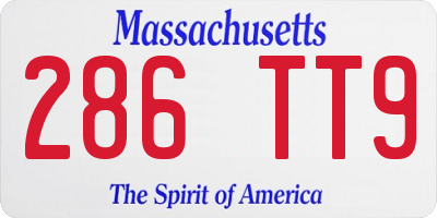 MA license plate 286TT9
