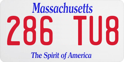 MA license plate 286TU8
