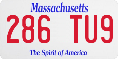 MA license plate 286TU9