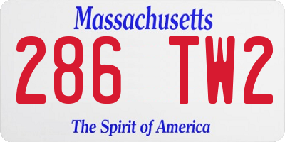 MA license plate 286TW2