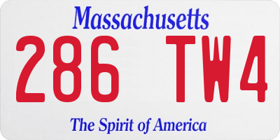 MA license plate 286TW4