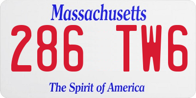 MA license plate 286TW6