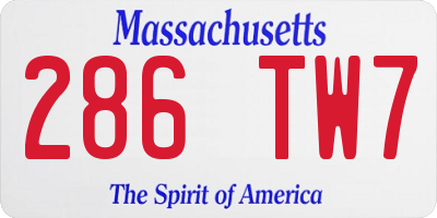 MA license plate 286TW7