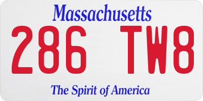 MA license plate 286TW8
