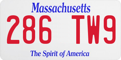 MA license plate 286TW9
