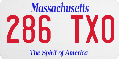MA license plate 286TX0