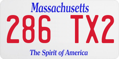 MA license plate 286TX2
