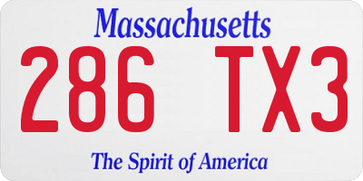 MA license plate 286TX3
