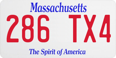MA license plate 286TX4
