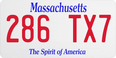 MA license plate 286TX7
