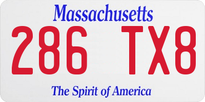 MA license plate 286TX8