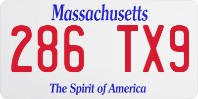MA license plate 286TX9