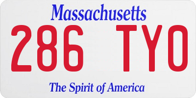 MA license plate 286TY0