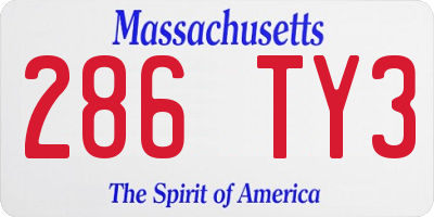 MA license plate 286TY3