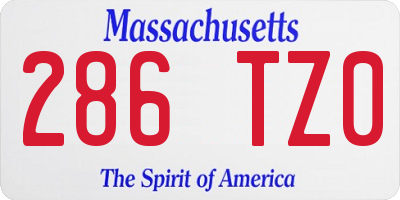 MA license plate 286TZ0
